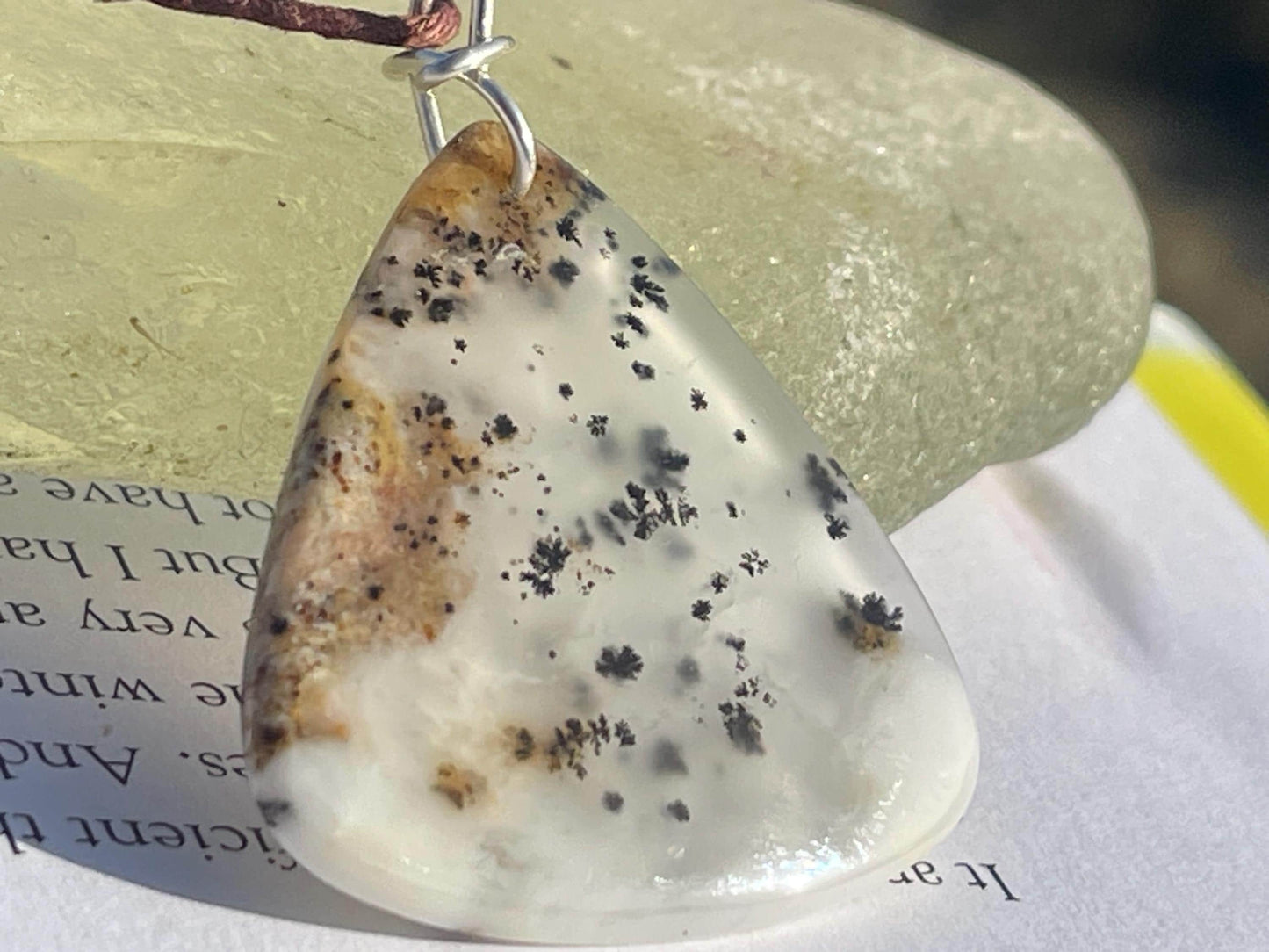 Moss agate necklace, moss agate pendant, large gemstone necklace, green gemstone, gift for gardener. Handmade necklace, boho gift for her