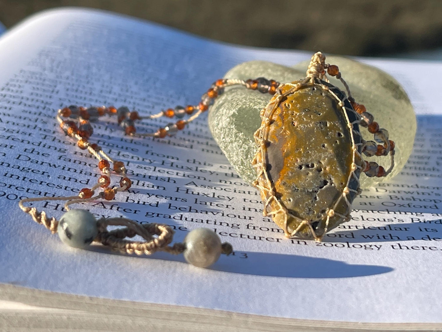 Stunning macrame yellow jasper necklace, jasper pendant, yellow gemstone, Handmade gemstone necklace, boho gift for her. Macrame jewellery.