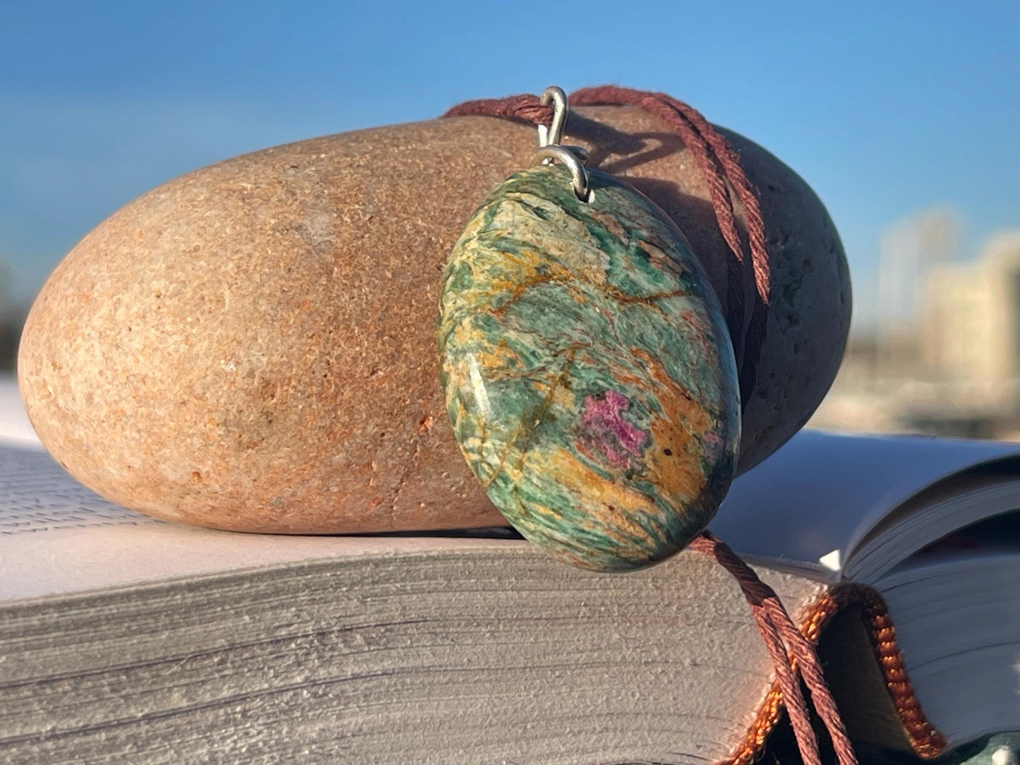 Ruby Fushsite necklace. Handmade necklace, gift for her, gift for him, unusual necklace, unique jewellery, ethical gift, ethical jewellery