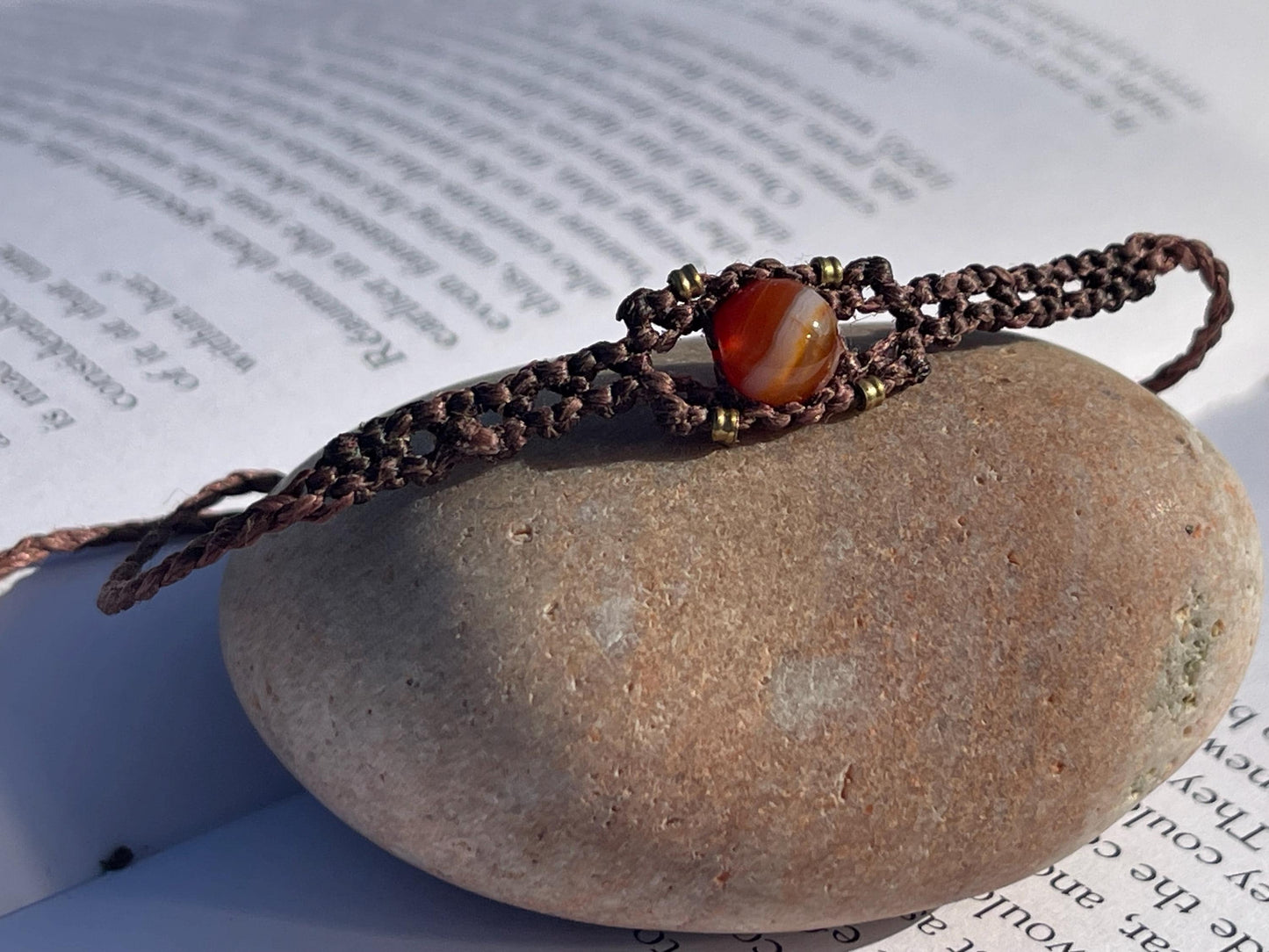 Stunning macrame wrapped carnelian gemstone  bracelet, ethical jewellery, unusual jewellery, macrame jewellery. Orange macrame bracelet.