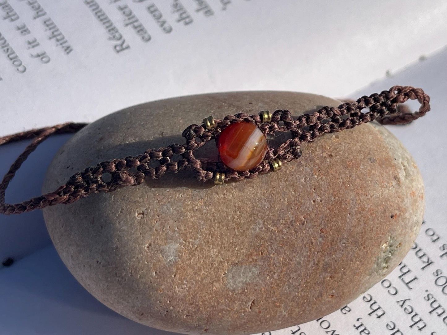 Stunning macrame wrapped carnelian gemstone  bracelet, ethical jewellery, unusual jewellery, macrame jewellery. Orange macrame bracelet.