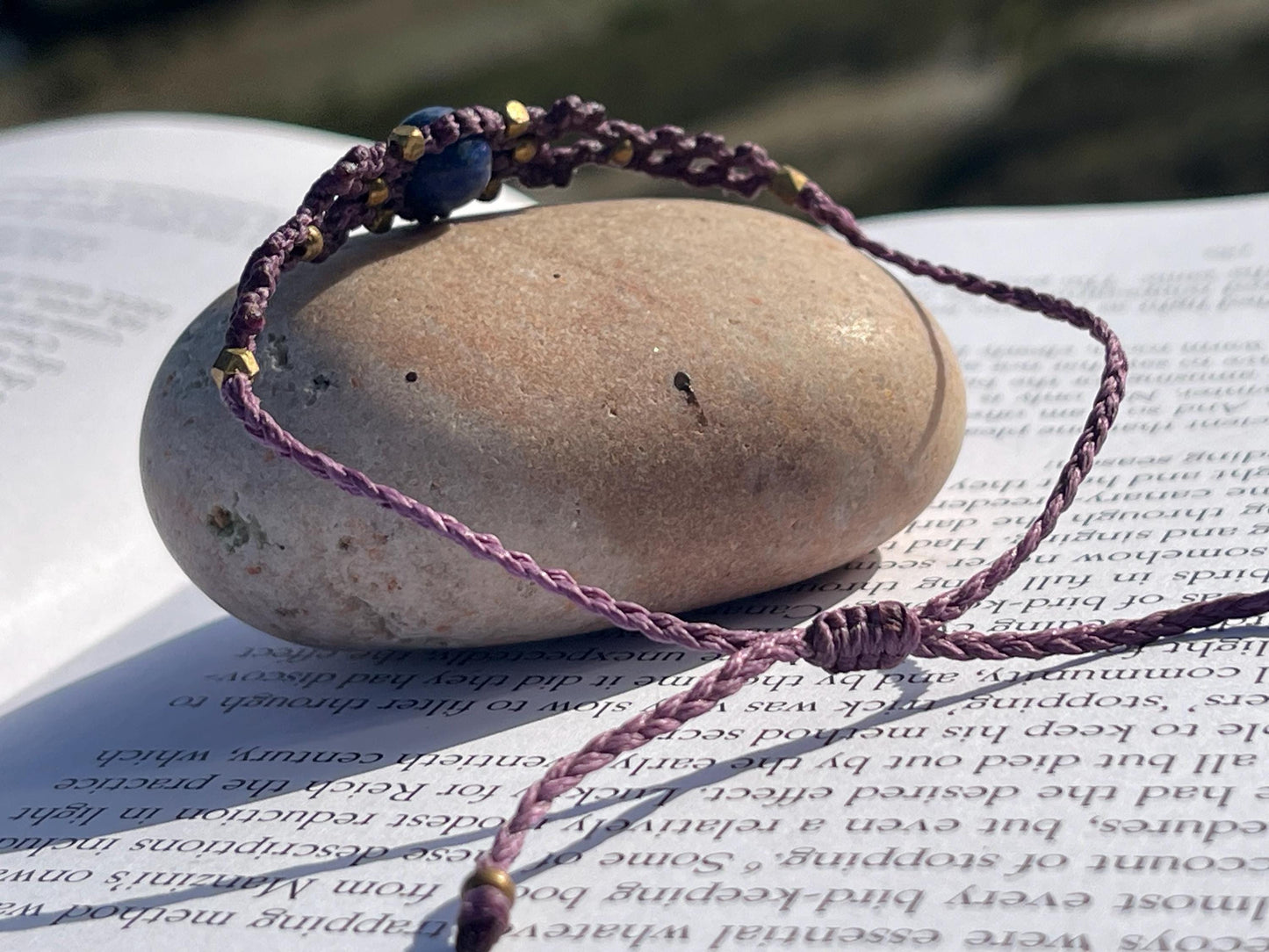 Stunning macrame wrapped lapis gemstone  bracelet, ethical jewellery, unusual jewellery, macrame jewellery. Orange macrame bracelet.