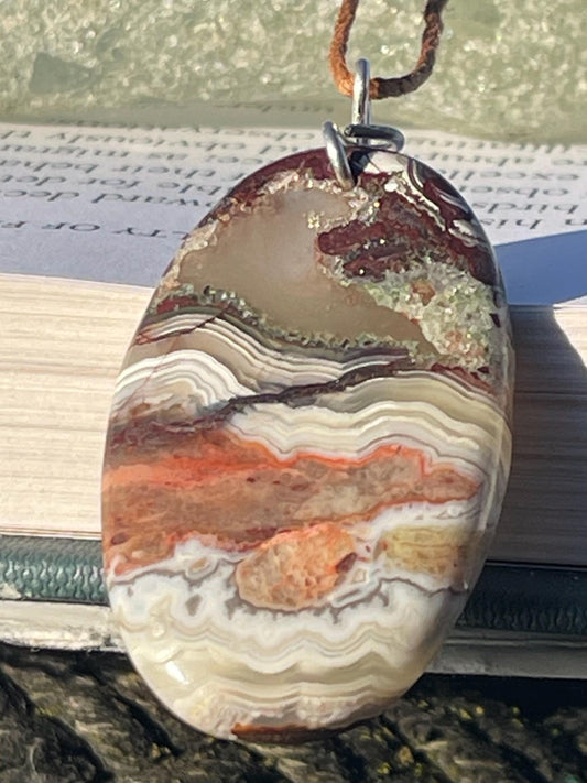 Agate necklace, ethical jewellery, bohemian necklace, unusual jewellery, agate pendant, white gemstone necklace. Boho jewellery