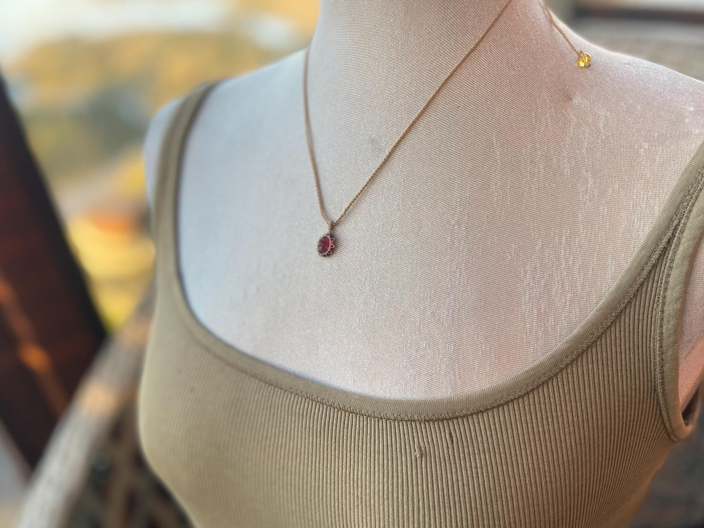 Stunning macrame garnet necklace on an adjustable cord. Handmade gemstone necklace, boho jewellery. Macrame jewellery. Unique necklace.