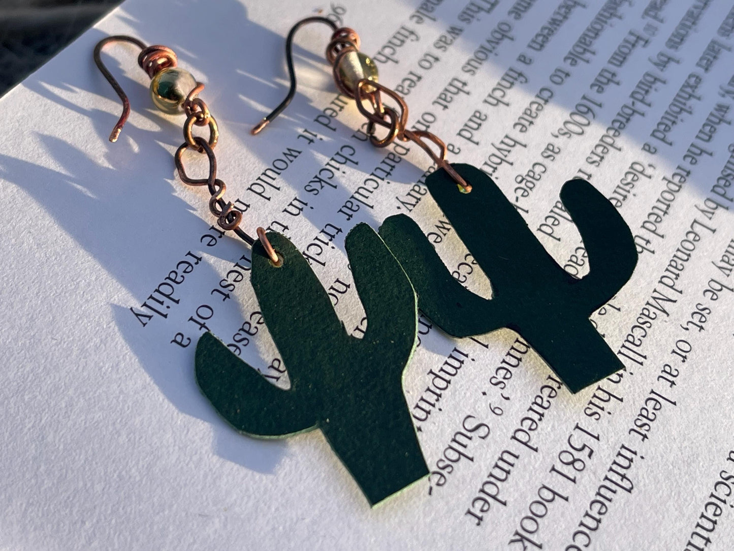 Eco friendly earrings made with sustainable cactus leather. Cruelty free, ethical, sustainable earrings. Eco friendly jewellery.