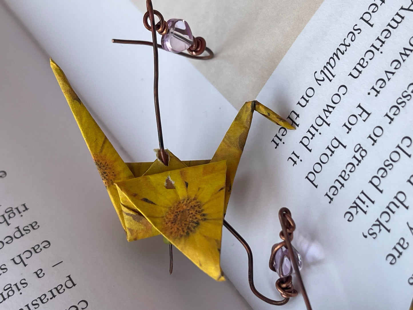 Bird origami earrings on recycled metals. Eco friendly jewellery. Bird earrings. Handmade bird jewellery. Yellow birds. Ethical jewellery.