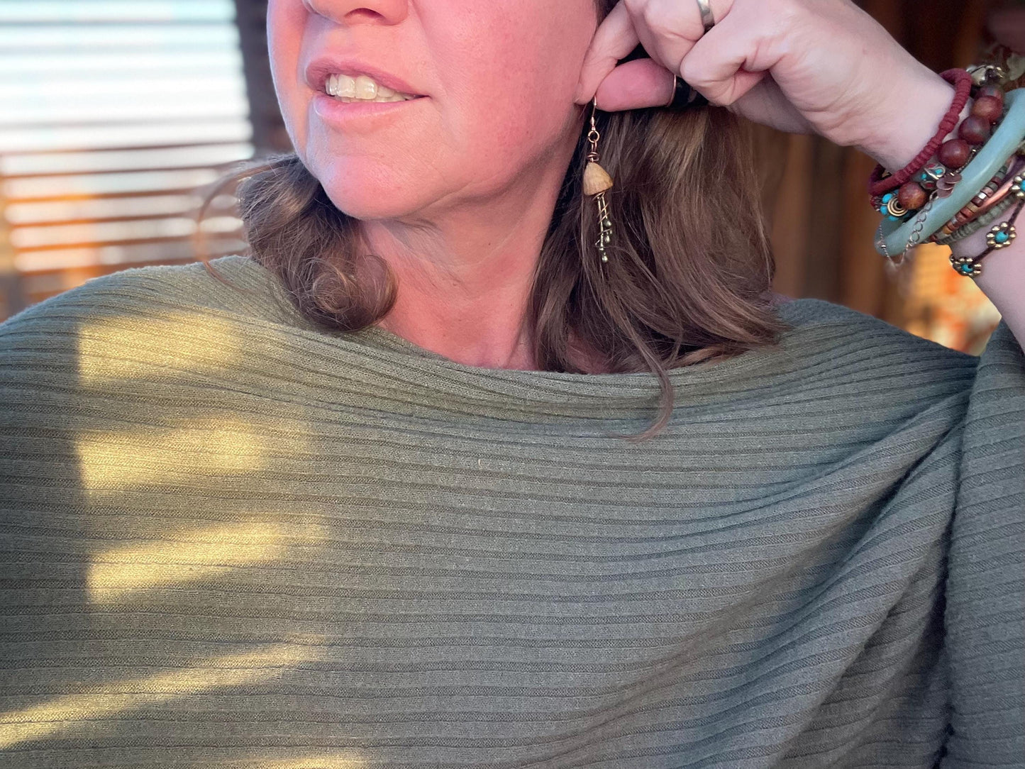 Jellyfish earrings made from recycled copper and eucalyptus seeds. Unique jellyfish jewellery. Handmade earrings. Eco friendly jewellery.