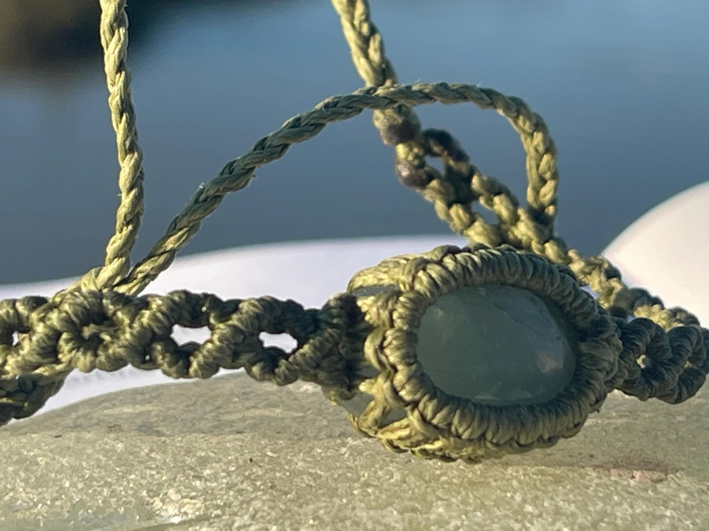 Stunning macrame wrapped miss agate bracelet, ethical jewellery, unusual jewellery, macrame jewellery. Green macrame bracelet. Boho.