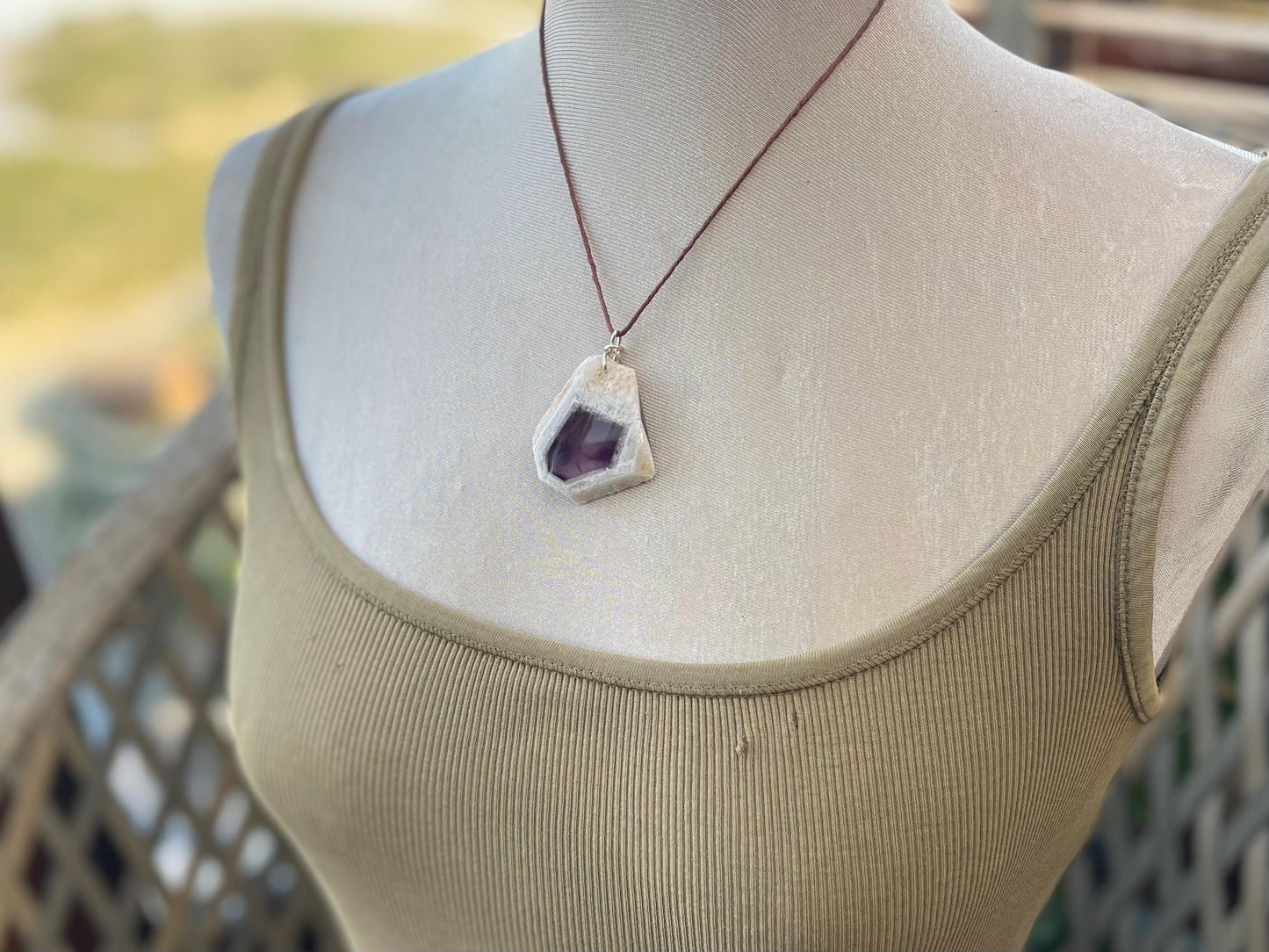 Amethyst pendant, amethyst necklace, amethyst jewellery, gift for him, boho handmade necklace,  romantic gift for her, ethical jewellery