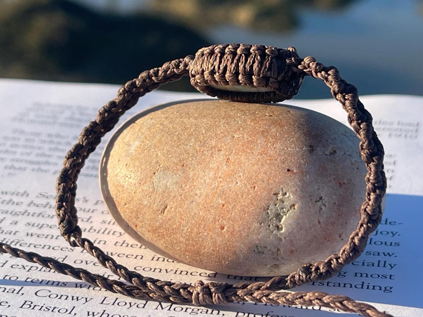 Stunning macrame wrapped Larimar bracelet, ethical jewellery, unusual jewellery, macrame jewellery. Gemstone macrame bracelet. Boho bangle