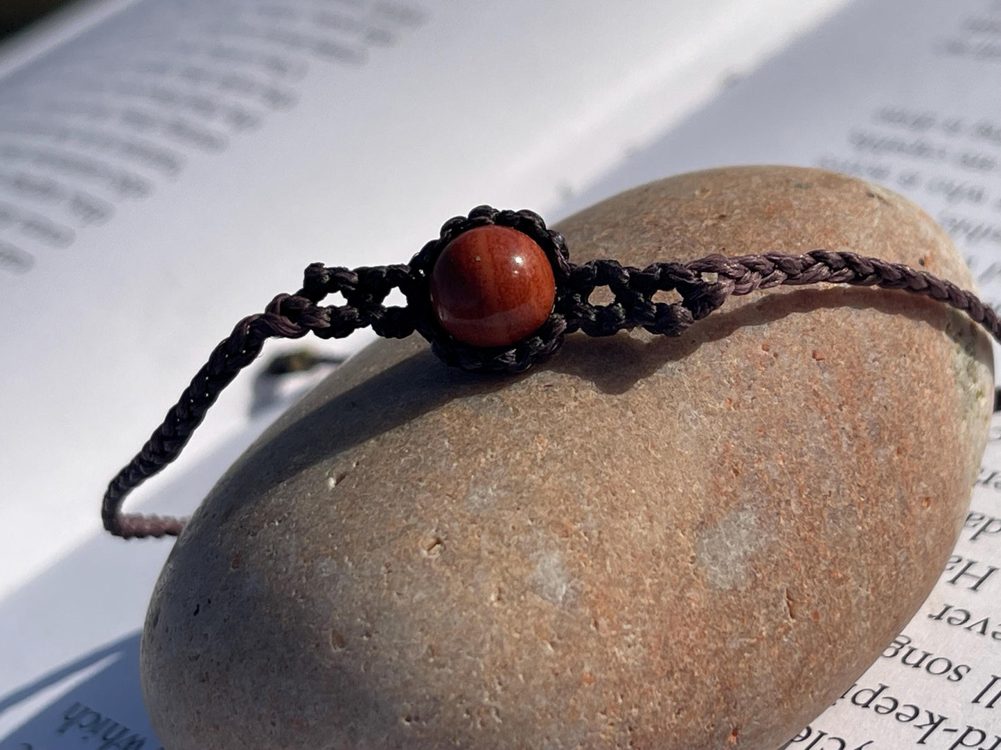 Stunning macrame wrapped jasper gemstone  bracelet, ethical jewellery, unusual jewellery, macrame jewellery. Orange macrame bracelet. Boho.
