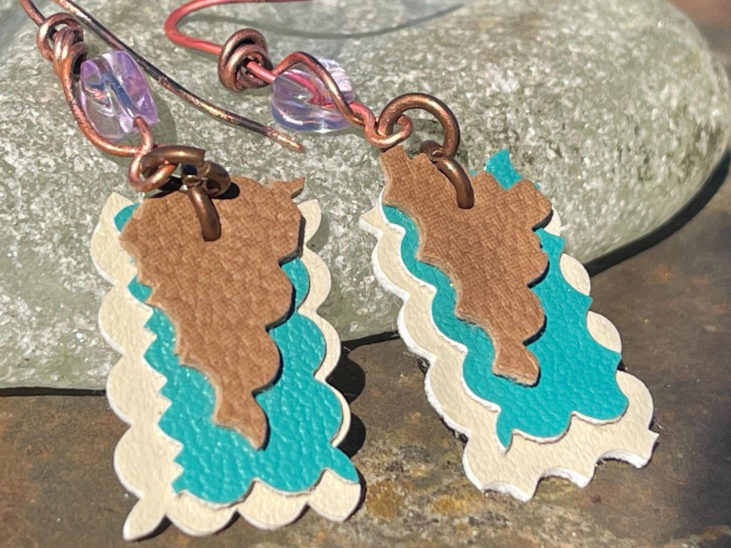 Eco friendly earrings made with sustainable cactus leather. Cruelty free, ethical, sustainable earrings. Eco friendly jewellery.