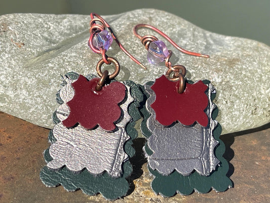 Eco friendly earrings made with sustainable cactus leather. Cruelty free, ethical, sustainable earrings. Eco friendly jewellery.