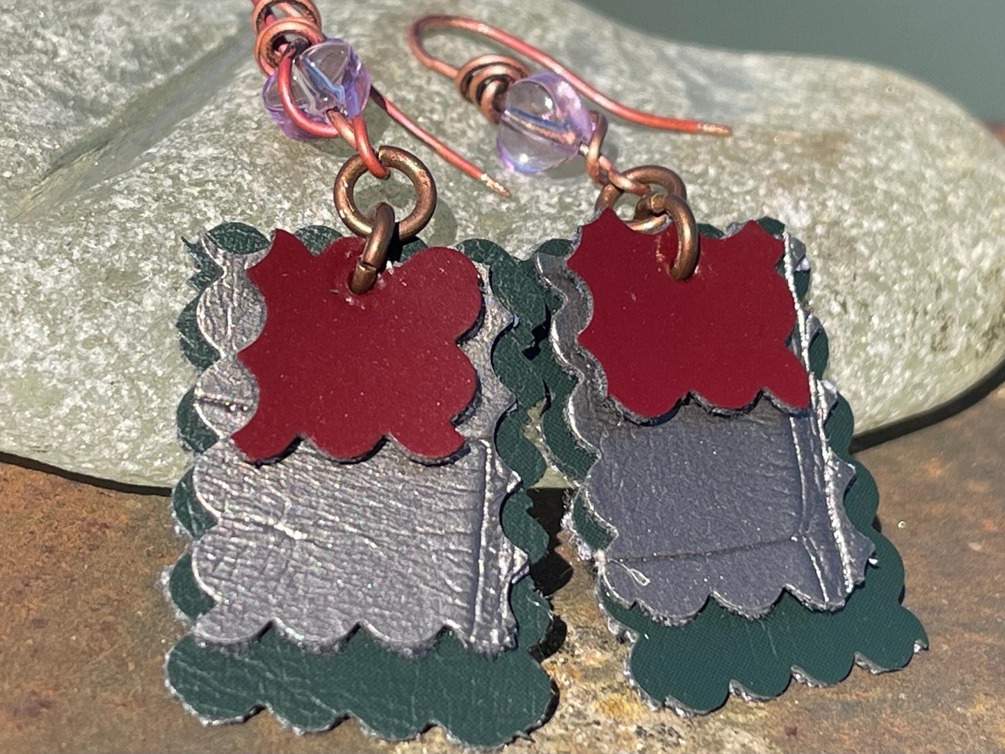 Eco friendly earrings made with sustainable cactus leather. Cruelty free, ethical, sustainable earrings. Eco friendly jewellery.