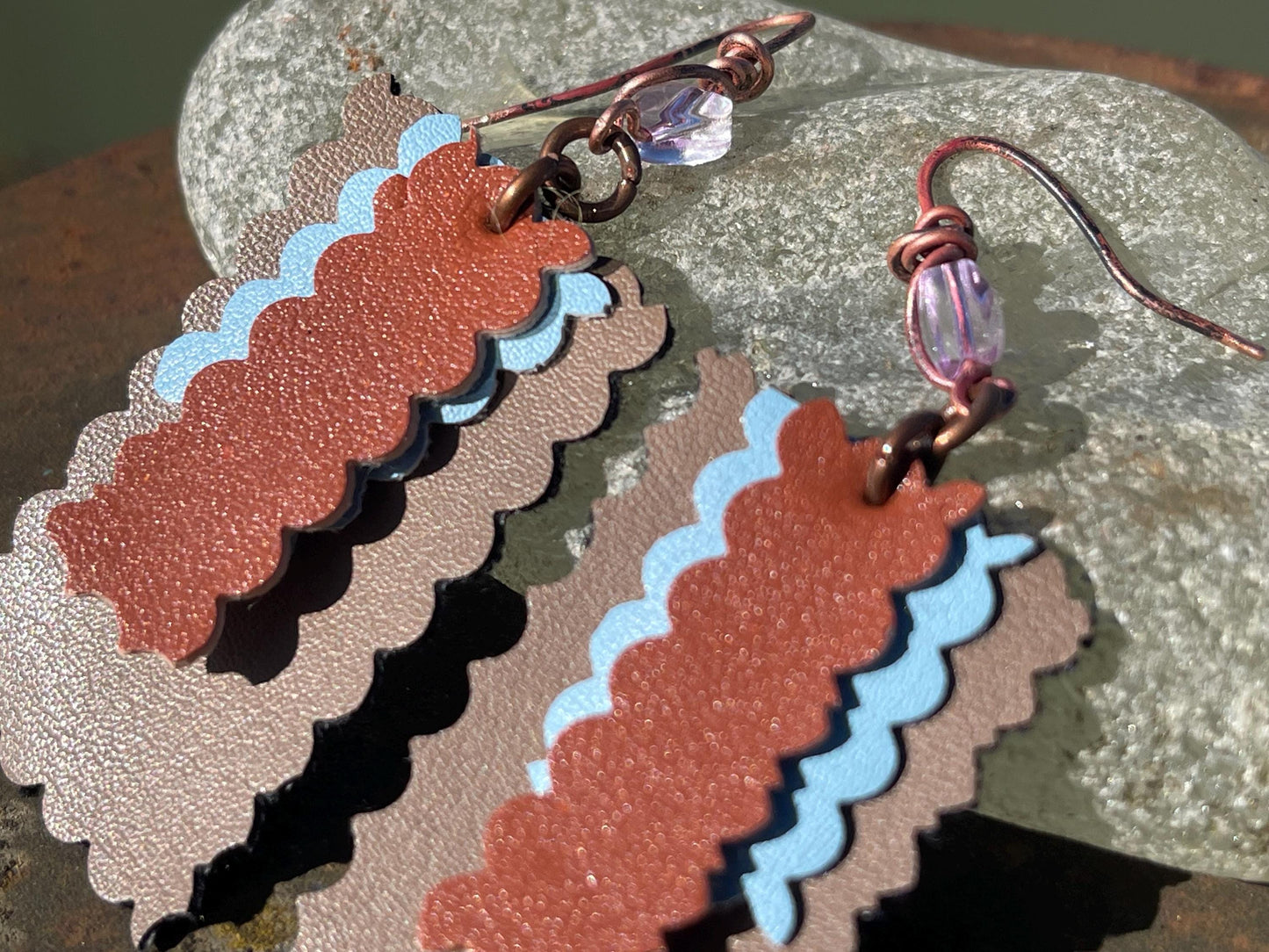 Eco friendly earrings made with sustainable cactus leather. Cruelty free, ethical, sustainable earrings. Eco friendly jewellery.