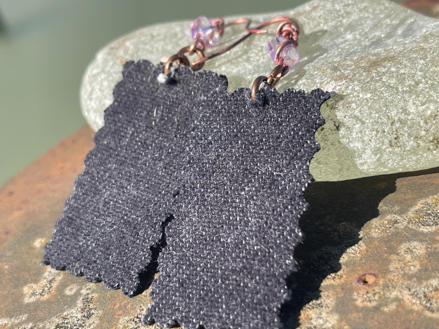 Eco friendly earrings made with sustainable cactus leather. Cruelty free, ethical, sustainable earrings. Eco friendly jewellery.