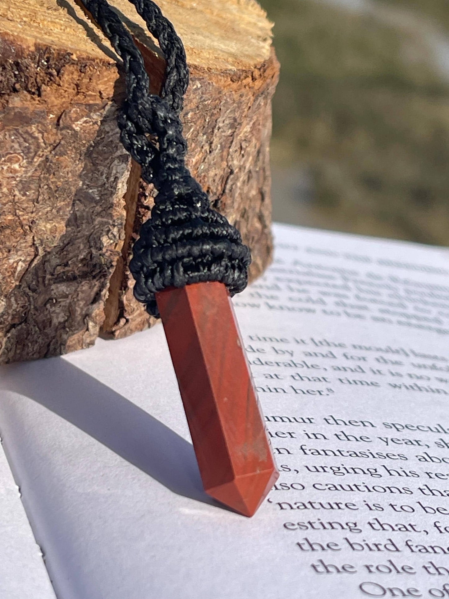 Stunning macrame jasper necklace on an adjustable cord. Handmade gemstone necklace, boho jewellery. Macrame jewellery. Unique necklace.