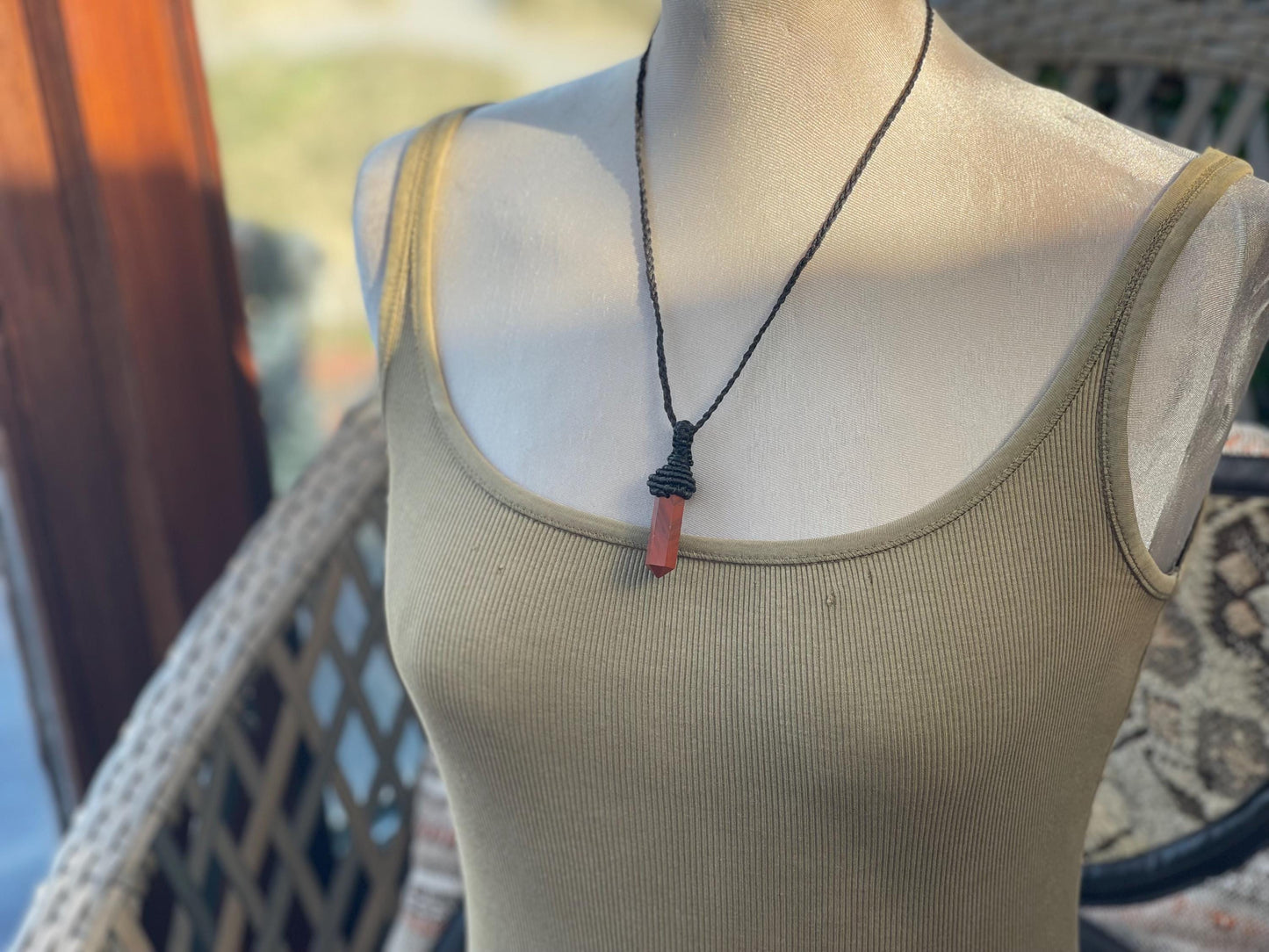 Stunning macrame jasper necklace on an adjustable cord. Handmade gemstone necklace, boho jewellery. Macrame jewellery. Unique necklace.