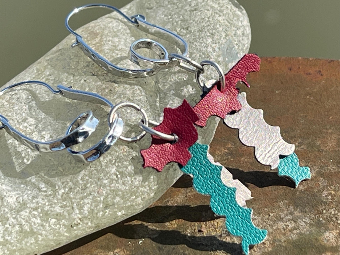 Eco friendly earrings made with sustainable cactus leather. Cruelty free, ethical, sustainable earrings. Eco friendly jewellery.