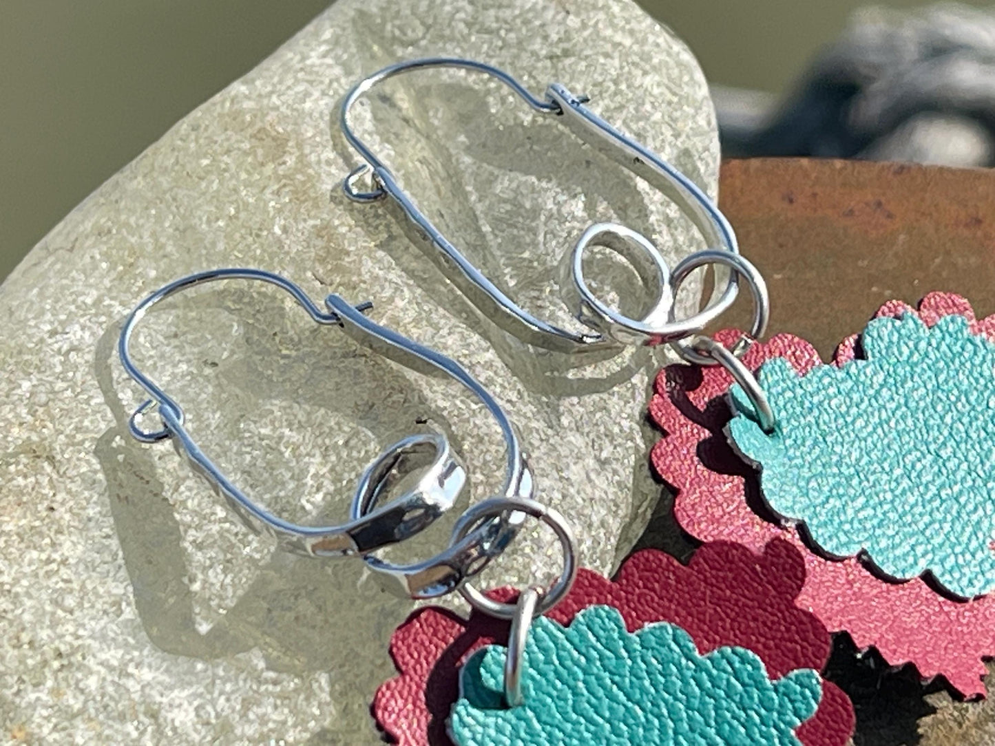 Eco friendly earrings made with sustainable cactus leather. Cruelty free, ethical, sustainable earrings. Eco friendly jewellery.
