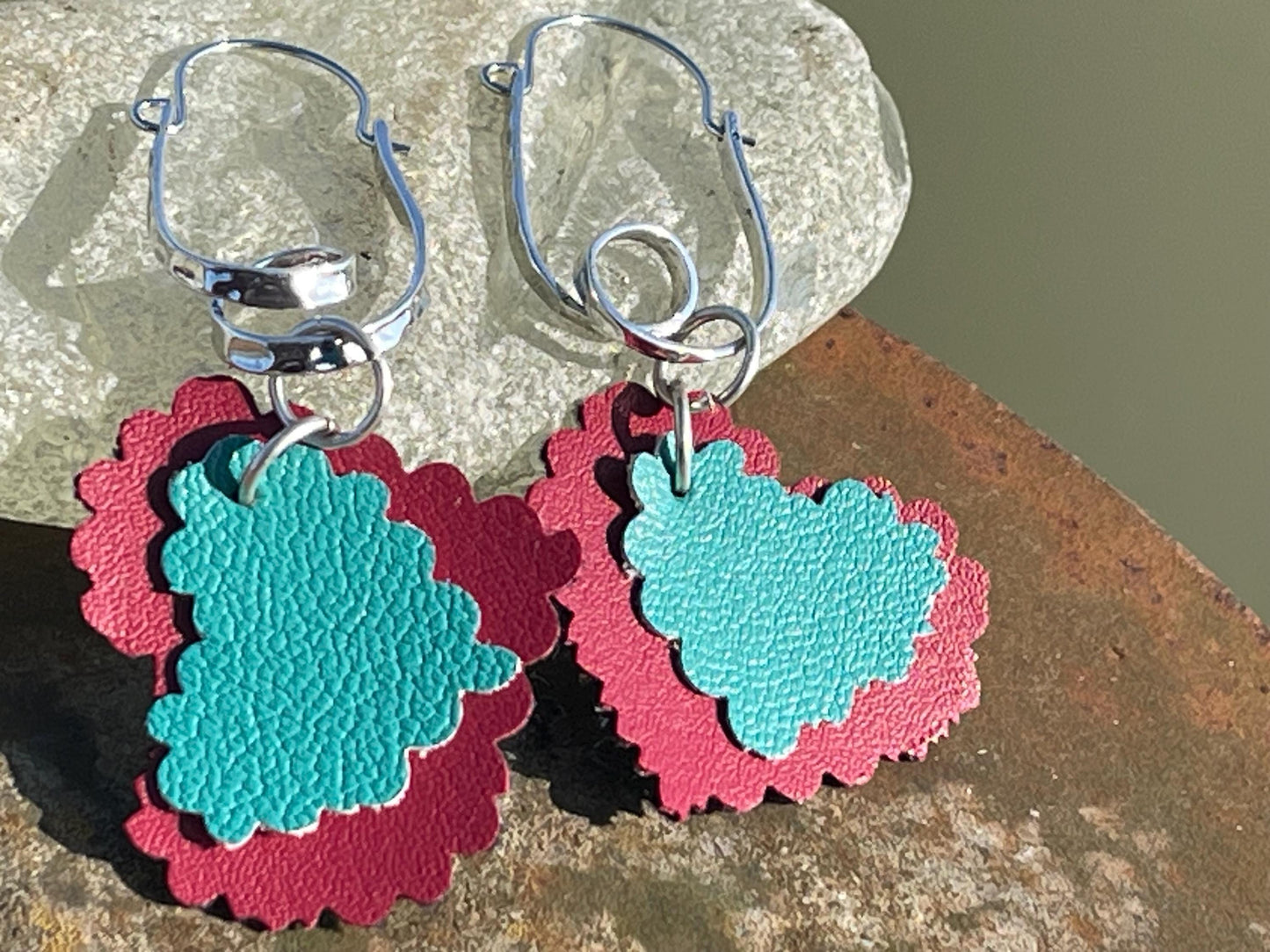 Eco friendly earrings made with sustainable cactus leather. Cruelty free, ethical, sustainable earrings. Eco friendly jewellery.