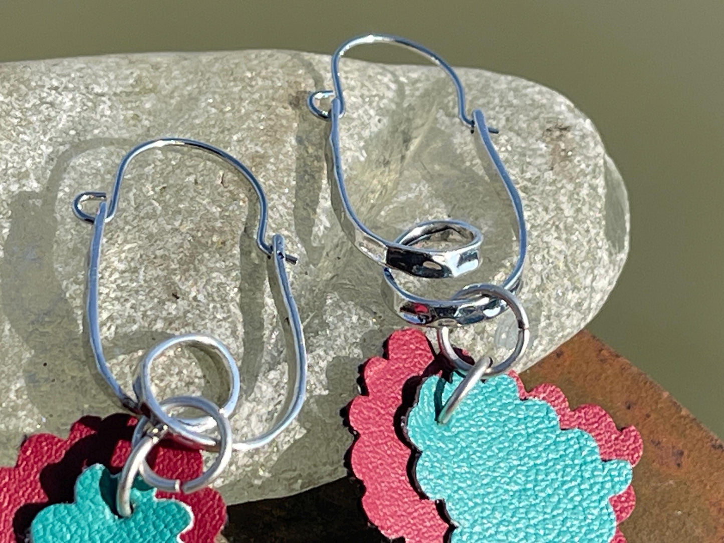 Eco friendly earrings made with sustainable cactus leather. Cruelty free, ethical, sustainable earrings. Eco friendly jewellery.