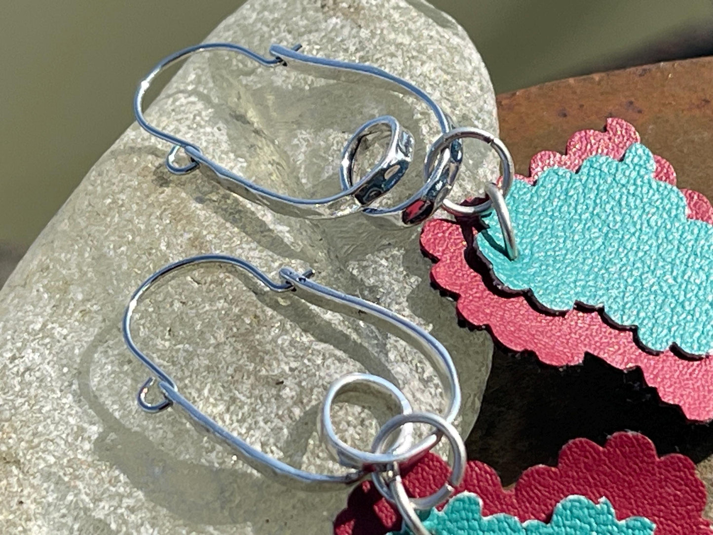 Eco friendly earrings made with sustainable cactus leather. Cruelty free, ethical, sustainable earrings. Eco friendly jewellery.