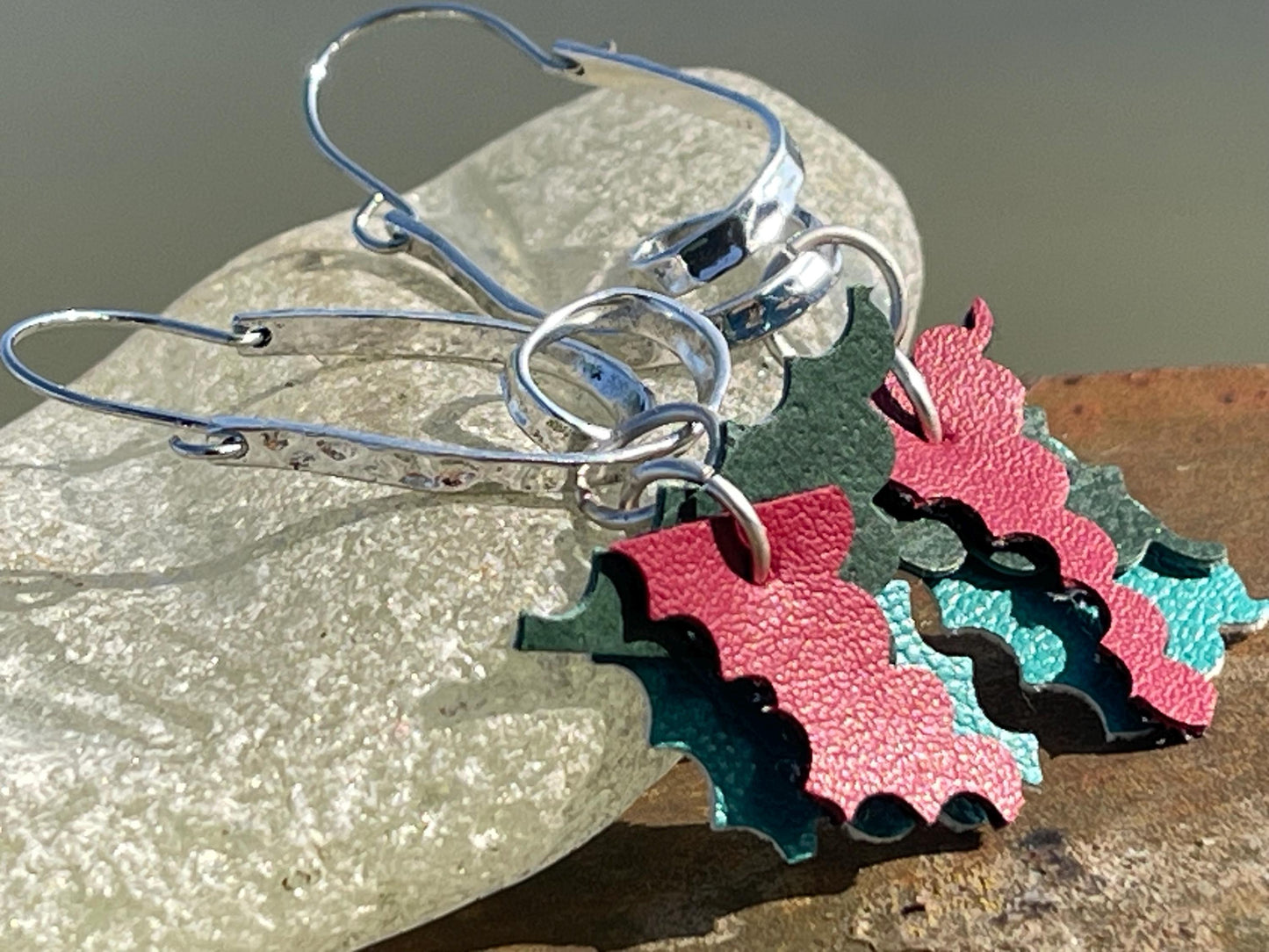 Eco friendly earrings made with sustainable cactus leather. Cruelty free, ethical, sustainable earrings. Eco friendly jewellery.