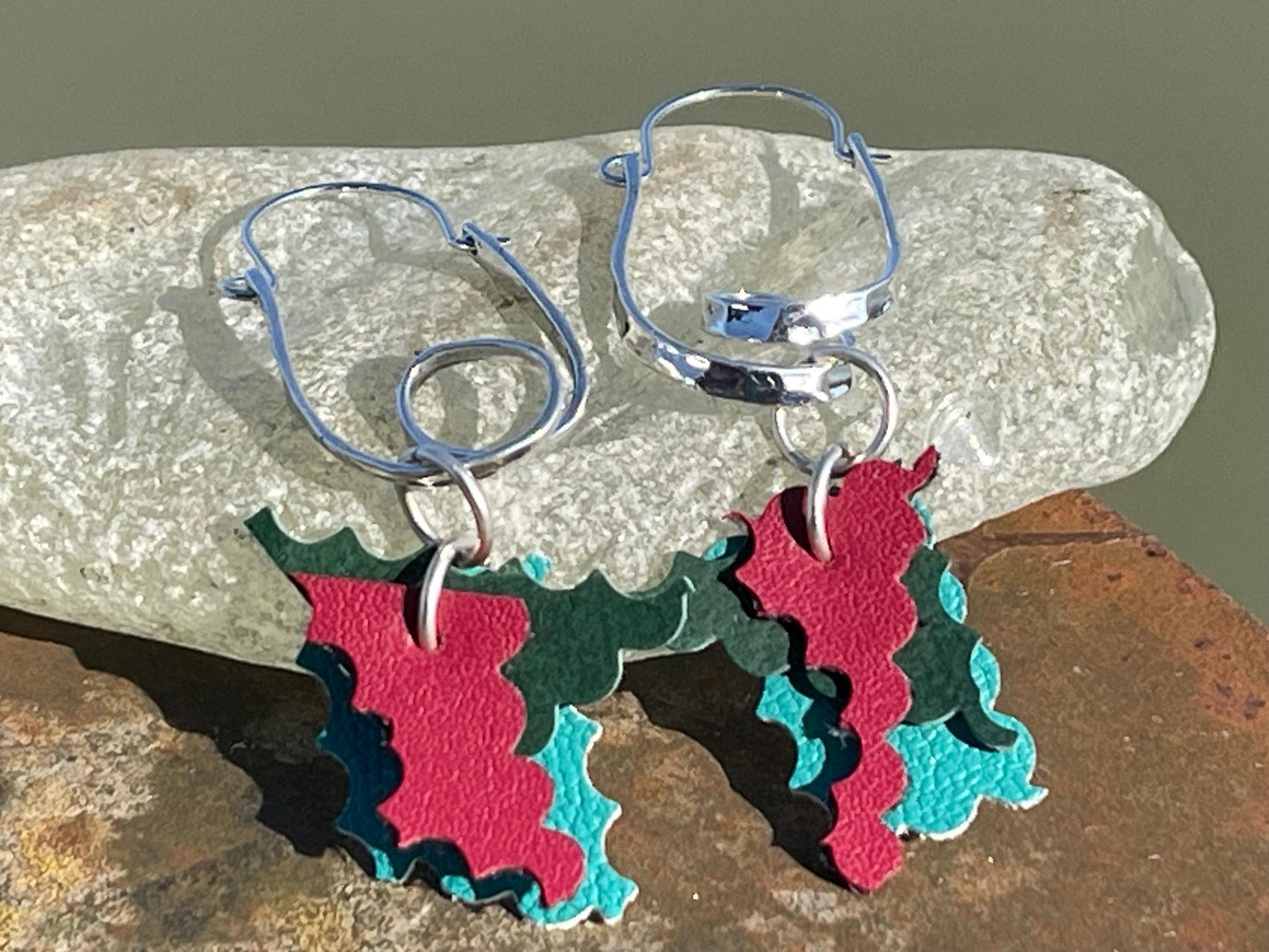 Eco friendly earrings made with sustainable cactus leather. Cruelty free, ethical, sustainable earrings. Eco friendly jewellery.
