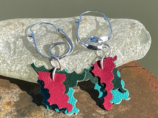 Eco friendly earrings made with sustainable cactus leather. Cruelty free, ethical, sustainable earrings. Eco friendly jewellery.