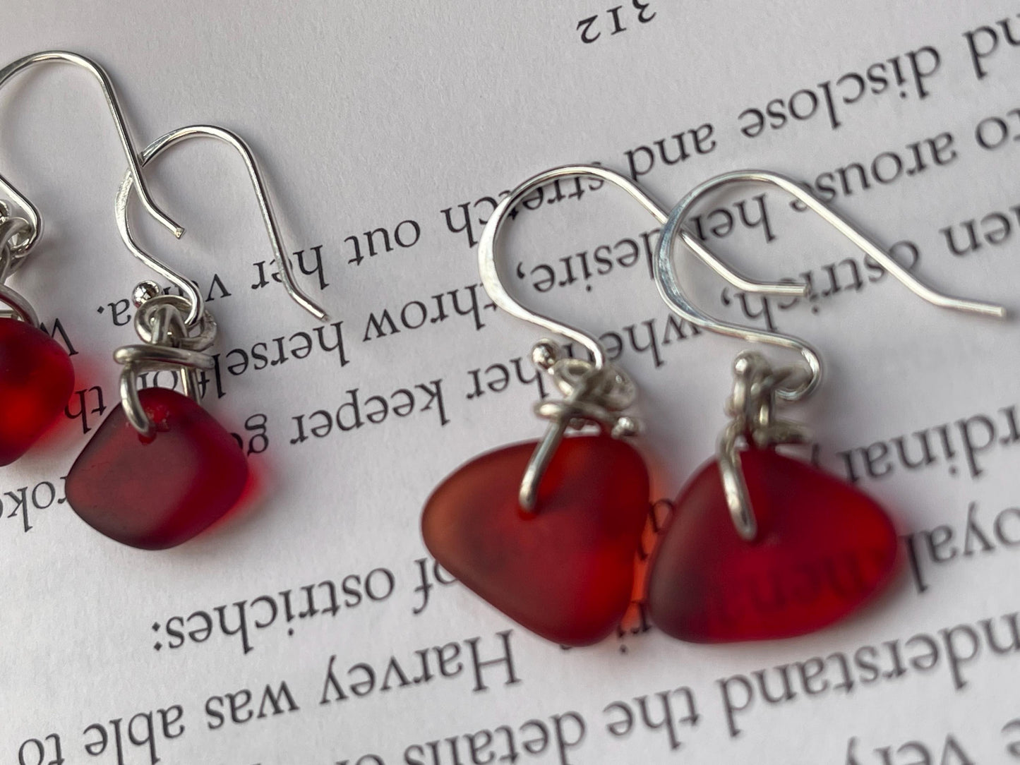 Sustainable jewellery. Eco friendly jewellery. Red sea glass earrings, ethical jewellery, handmade sea glass jewellery, ethical jewelry