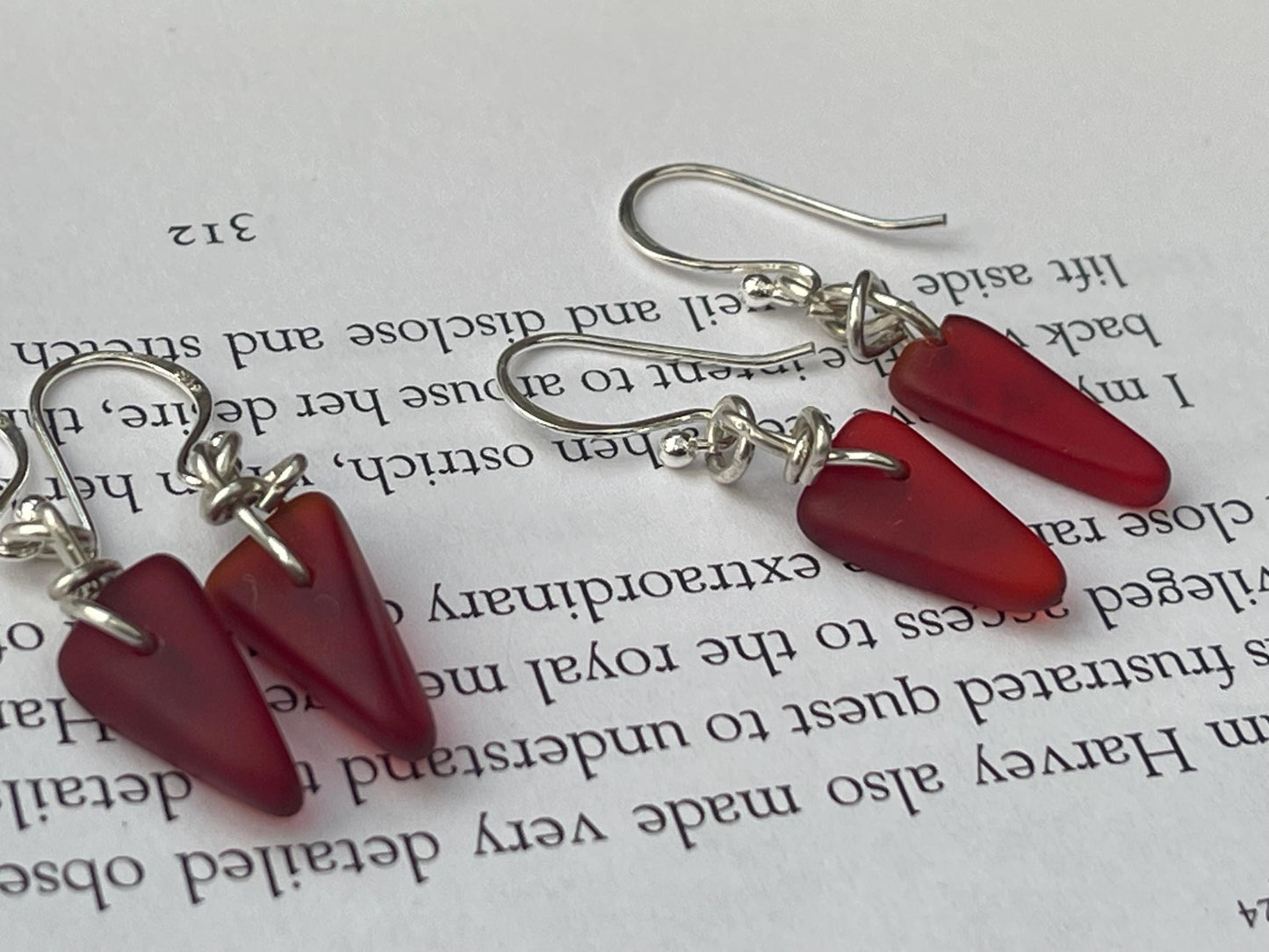 Sustainable jewellery. Eco friendly jewellery. Red sea glass earrings, ethical jewellery, handmade sea glass jewellery, ethical jewelry