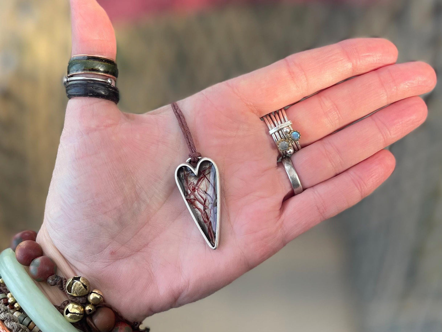 Red seaweed necklace. Perfect for beach lovers.  Handcrafted ethical jewellery, handmade necklace, boho jewellery, handmade unusual necklace