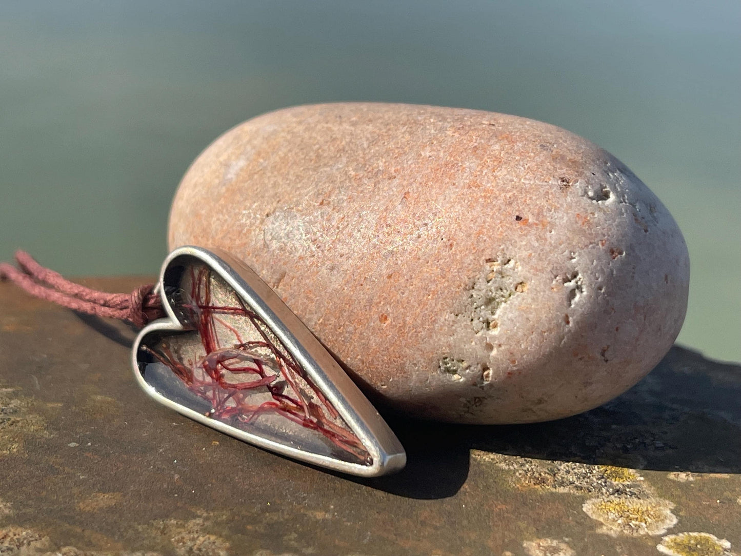 Red seaweed necklace. Perfect for beach lovers.  Handcrafted ethical jewellery, handmade necklace, boho jewellery, handmade unusual necklace