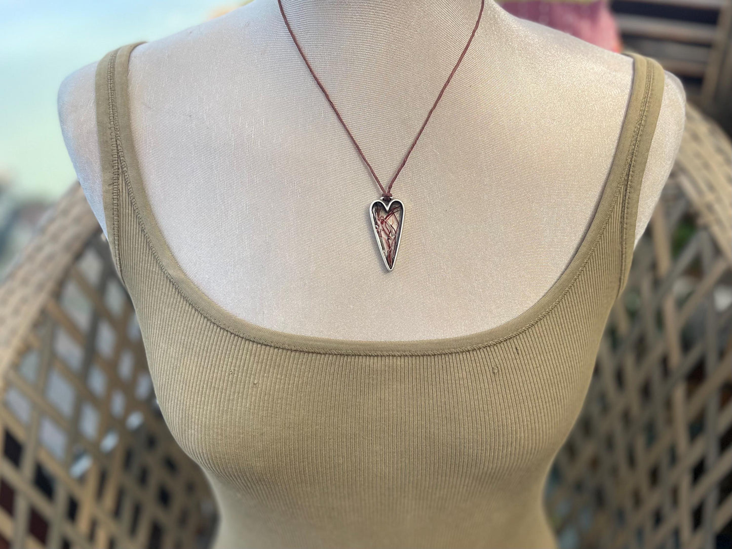 Red seaweed necklace. Perfect for beach lovers.  Handcrafted ethical jewellery, handmade necklace, boho jewellery, handmade unusual necklace