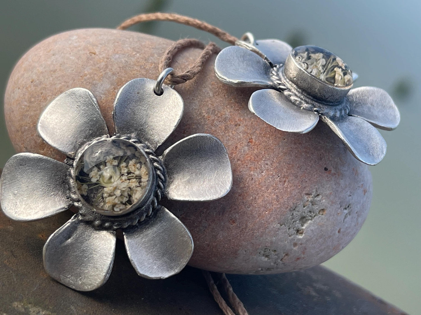 Flower necklace, ethical jewellery, carrot necklace, handmade necklace boho jewellery,  gift for her, flower pendant, gift for gardener