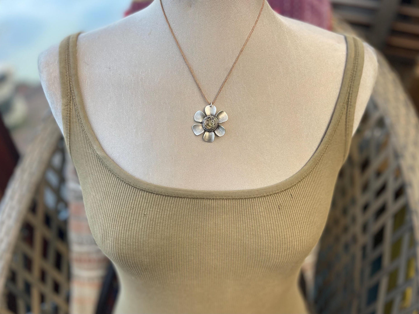 Flower necklace, ethical jewellery, carrot necklace, handmade necklace boho jewellery,  gift for her, flower pendant, gift for gardener