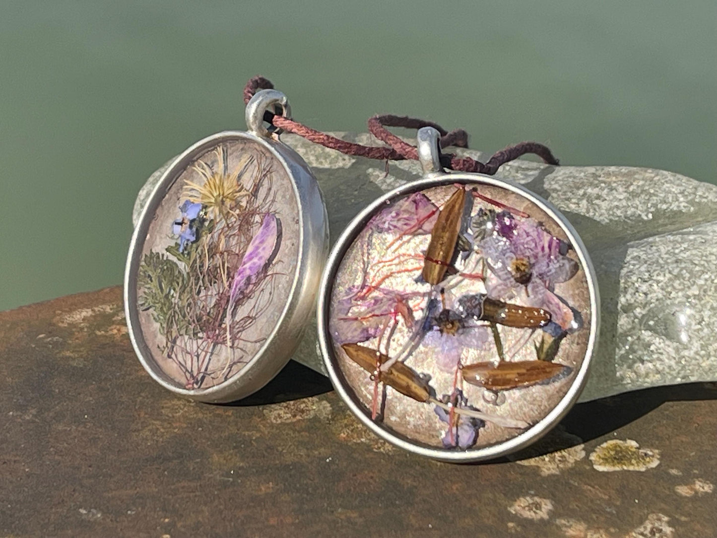 Flower necklace, ethical jewellery, forget me not necklace, handmade necklace, boho jewellery, flower pendant. Remembrance gifts.