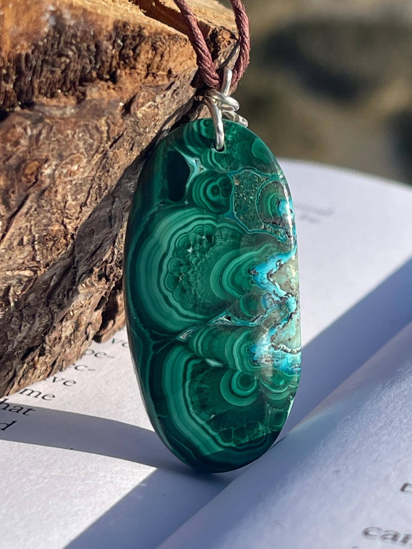 Chrysocolla Malachite necklace, ethical jewellery, bohemian necklace, unusual jewellery, malachite pendant, blue gemstone necklace