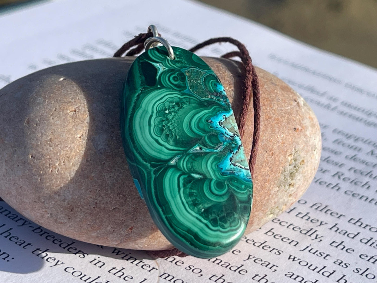 Chrysocolla Malachite necklace, ethical jewellery, bohemian necklace, unusual jewellery, malachite pendant, blue gemstone necklace