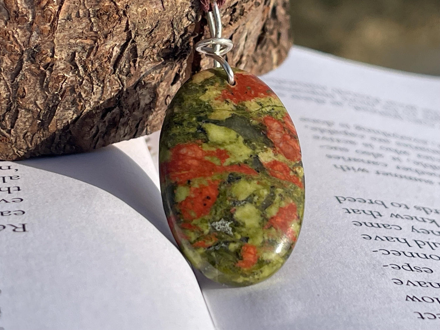 Unakite necklace, boho necklace, ethical jewellery, gift for him, handmade necklace for a man, gemstone gift for her, unique necklace.