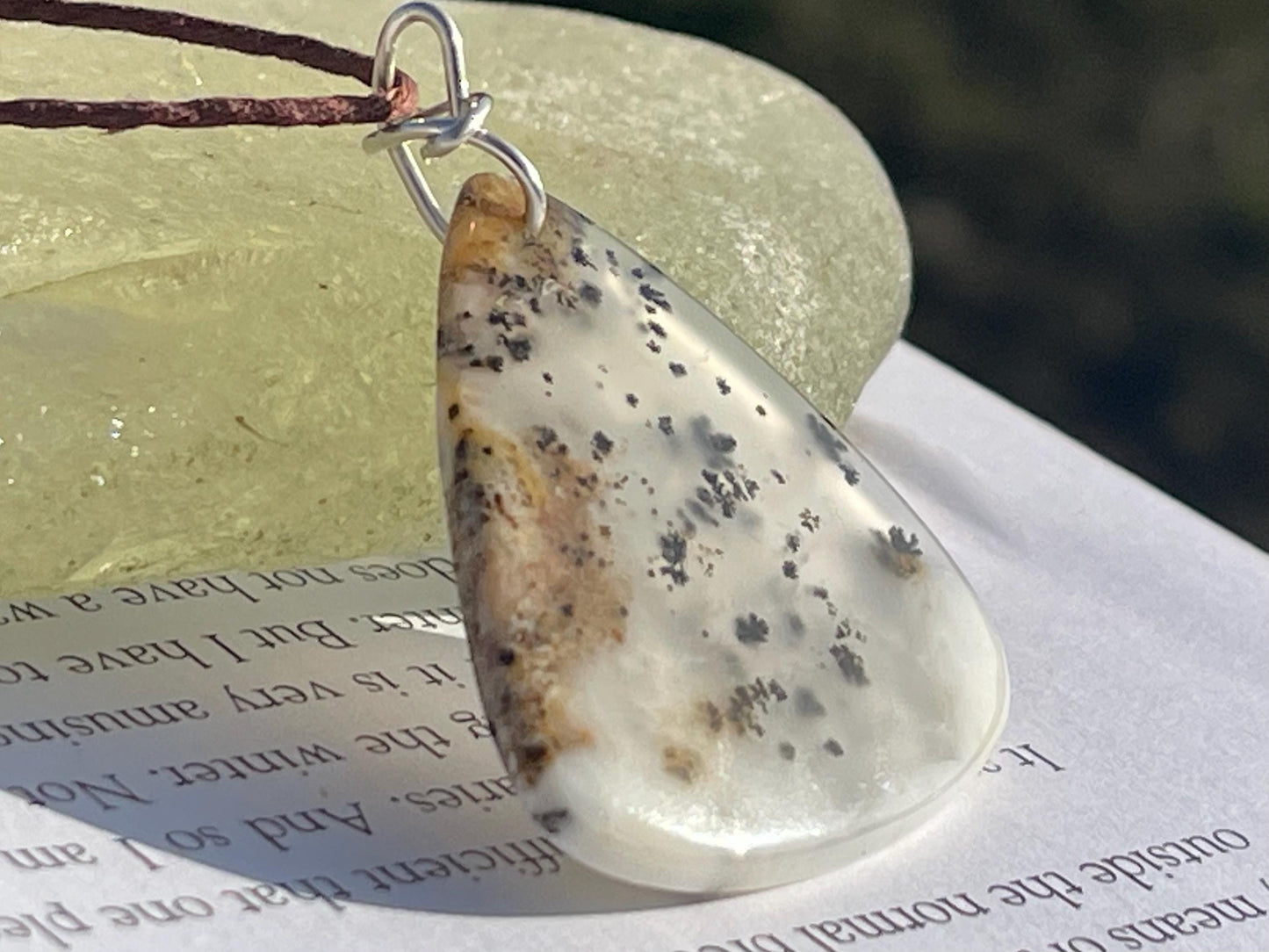 Moss agate necklace, moss agate pendant, large gemstone necklace, green gemstone, gift for gardener. Handmade necklace, boho gift for her