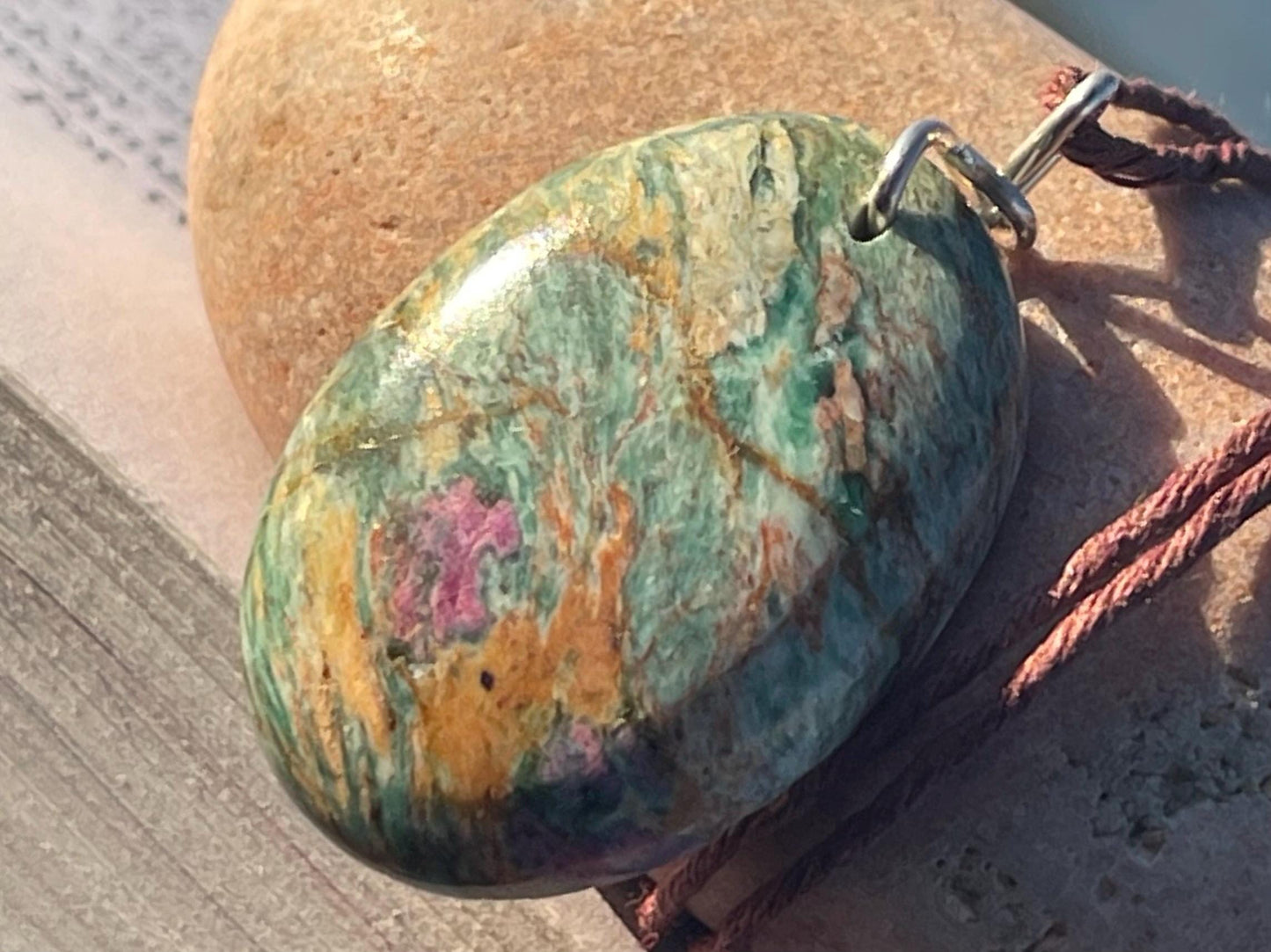 Ruby Fushsite necklace. Handmade necklace, gift for her, gift for him, unusual necklace, unique jewellery, ethical gift, ethical jewellery