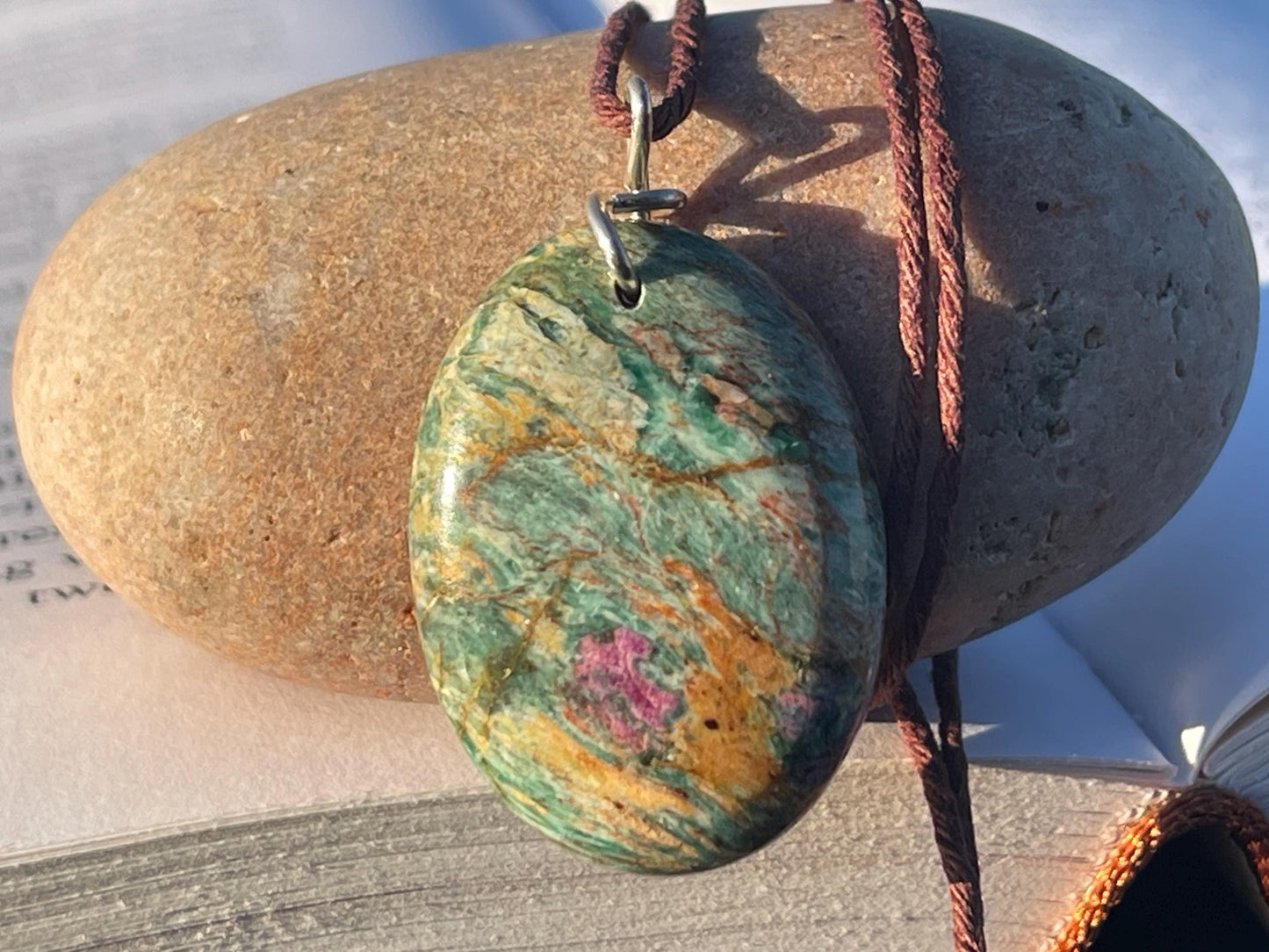 Ruby Fushsite necklace. Handmade necklace, gift for her, gift for him, unusual necklace, unique jewellery, ethical gift, ethical jewellery