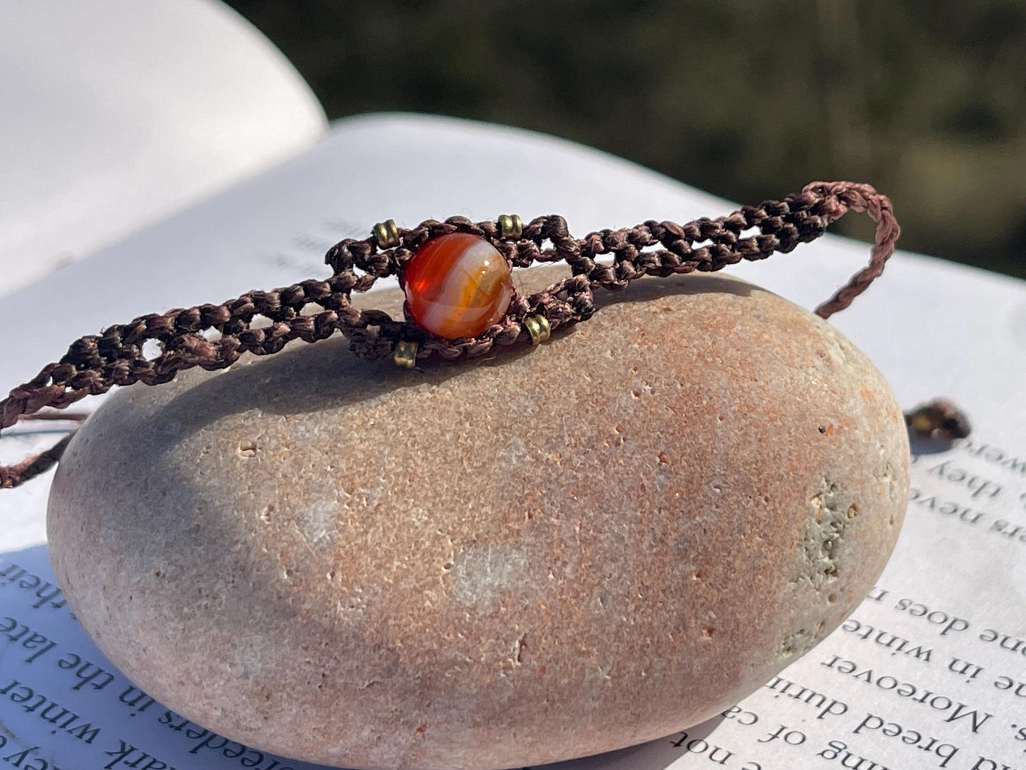 Stunning macrame wrapped carnelian gemstone  bracelet, ethical jewellery, unusual jewellery, macrame jewellery. Orange macrame bracelet.