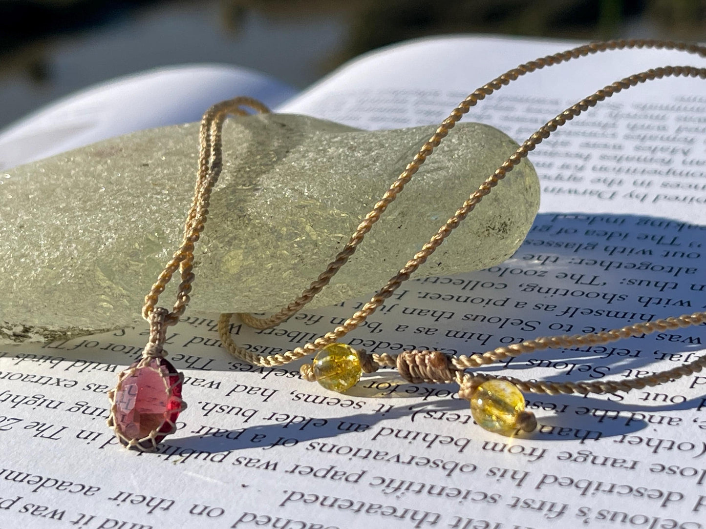 Stunning macrame garnet necklace on an adjustable cord. Handmade gemstone necklace, boho jewellery. Macrame jewellery. Unique necklace.