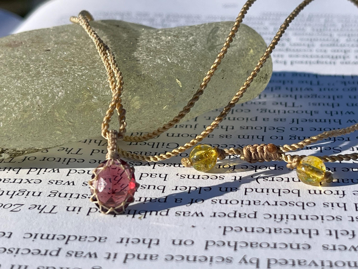 Stunning macrame garnet necklace on an adjustable cord. Handmade gemstone necklace, boho jewellery. Macrame jewellery. Unique necklace.