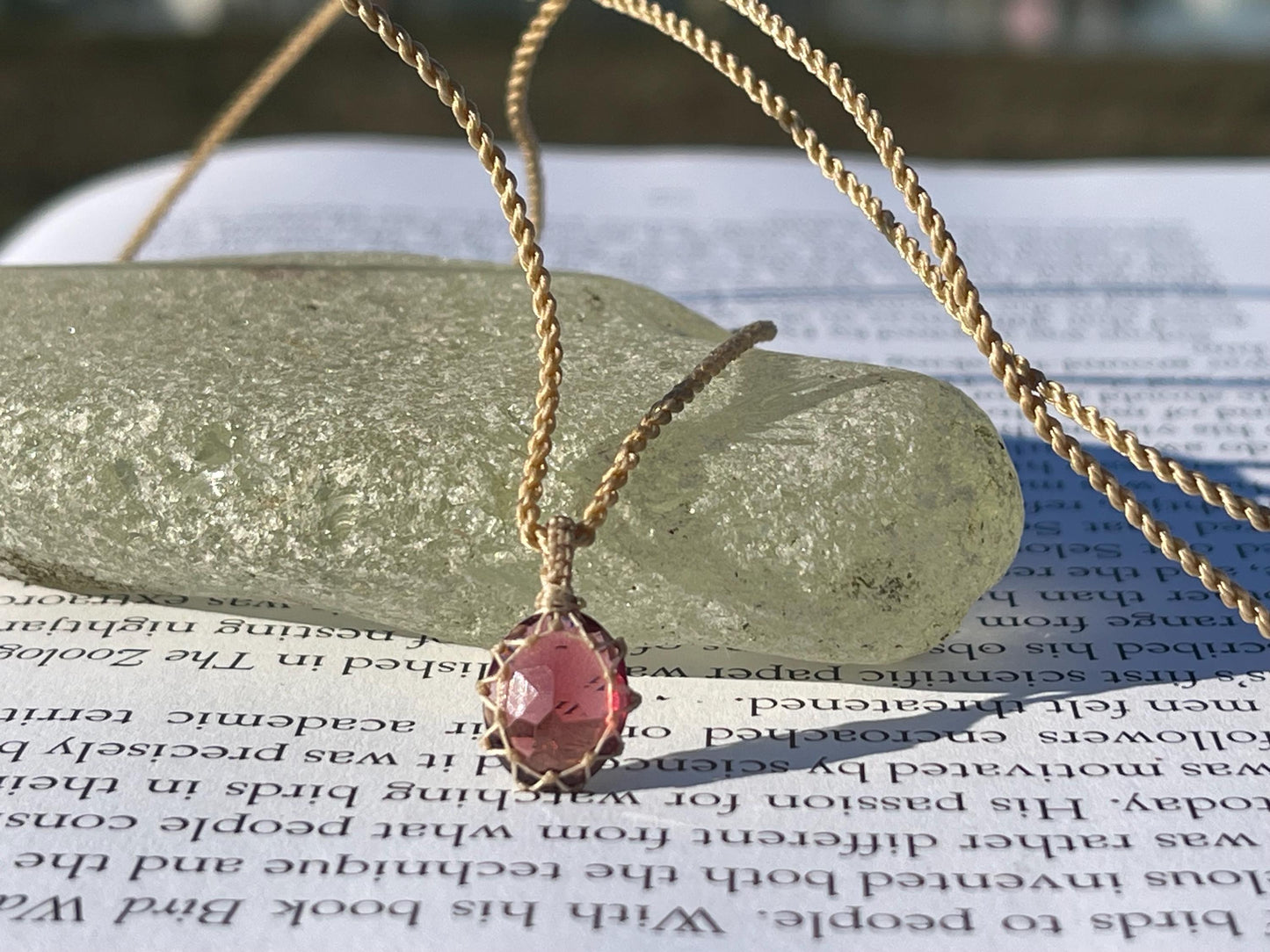 Stunning macrame garnet necklace on an adjustable cord. Handmade gemstone necklace, boho jewellery. Macrame jewellery. Unique necklace.