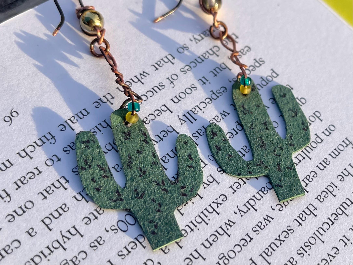 Eco friendly earrings made with sustainable cactus leather. Cruelty free, ethical, sustainable earrings. Eco friendly jewellery.