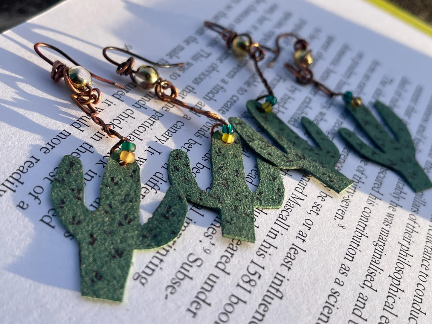 Eco friendly earrings made with sustainable cactus leather. Cruelty free, ethical, sustainable earrings. Eco friendly jewellery.
